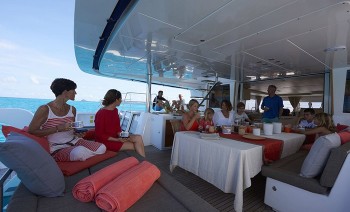 Wake up in Catamaran in Caribbean